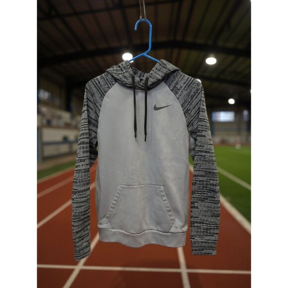 Nike Mens Dri-Fit Hoodie Gray/Black Size S Athletic Pullover With Kangaroo Pocke - Picture 1 of 4